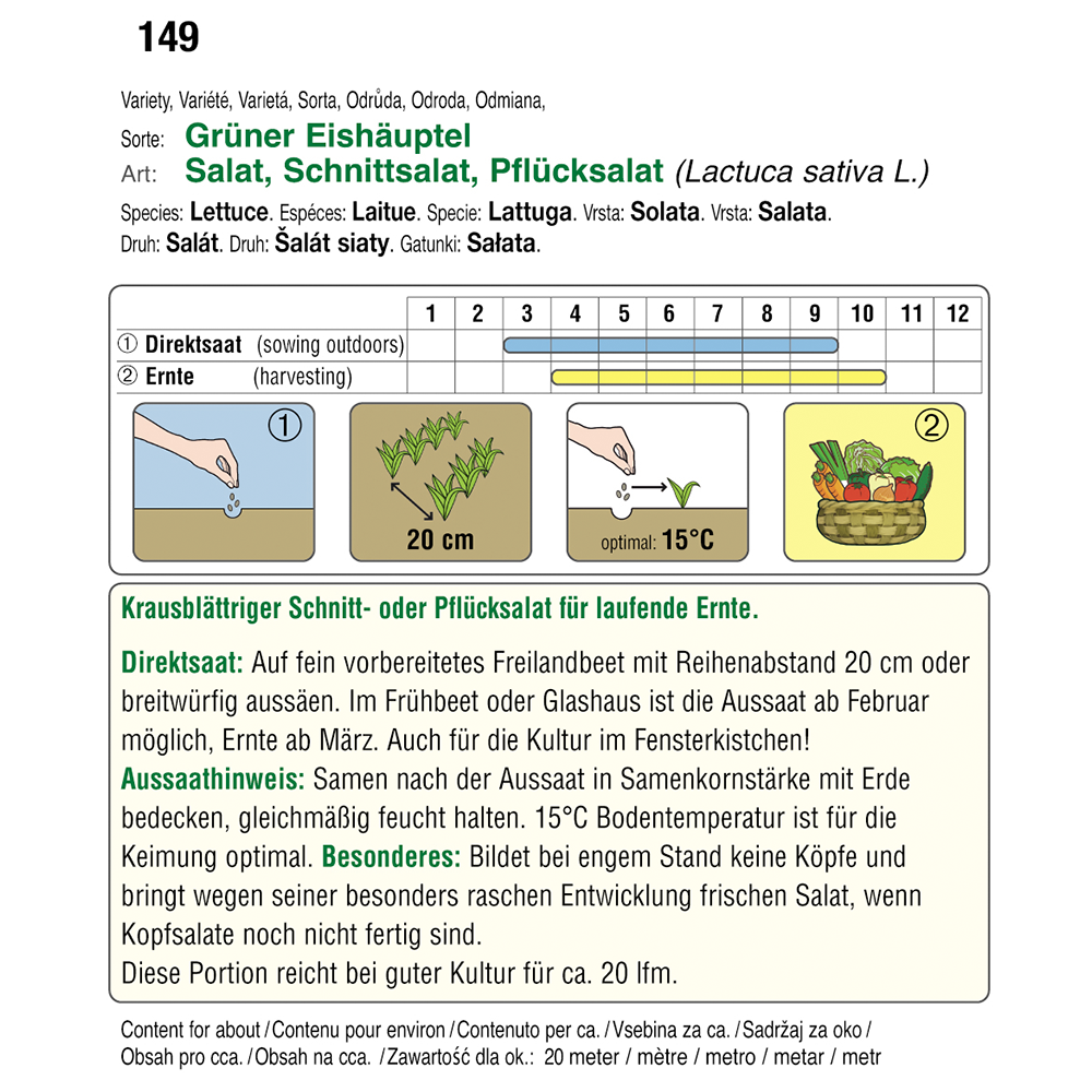 Austrosaat Schnittsalat Grün.Eishäuptel Austroselect